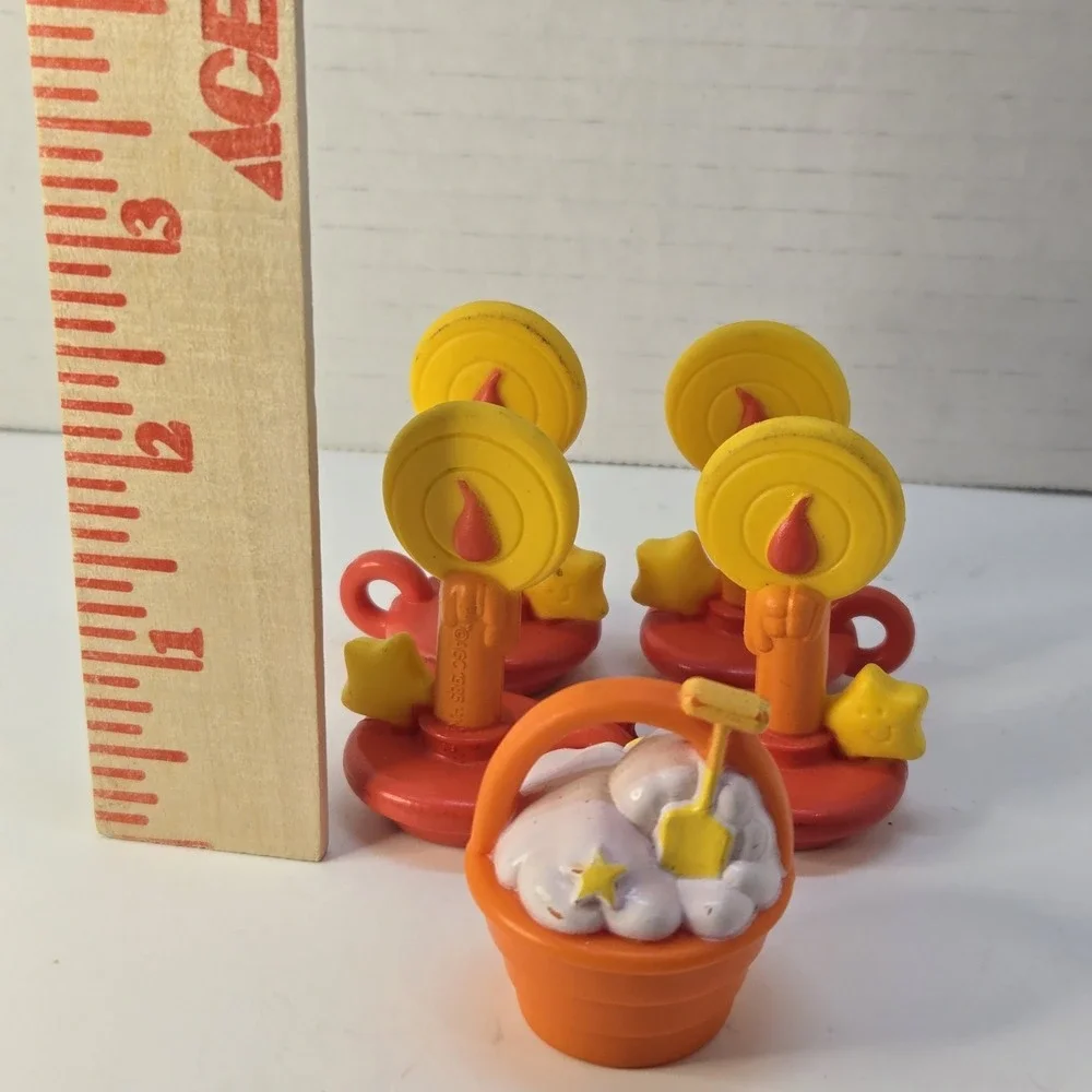 Vintage 80s Kenner Care Bears Posable Accessory‎ Lot 5 Pc 4 Candlestick & Bucket